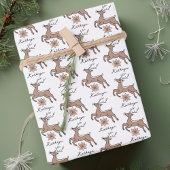 Modern Reindeer Pattern Personalized Christmas ラッピングペーパーシート