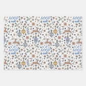 Modern Reindeer Pattern Personalized Christmas ラッピングペーパーシート (正面3)