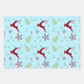 Modern Reindeer & Snowflake Gift Wrap Set ラッピングペーパーシート (正面3)