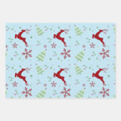 Modern Reindeer & Snowflake Gift Wrap Set ラッピングペーパーシート (正面2)