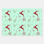 Modern Reindeer & Snowflake Gift Wrap Set ラッピングペーパーシート (正面)