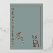 Modern Reindeers - Minimalist Christmas Rose Gold 箔シーズンカード (正面)