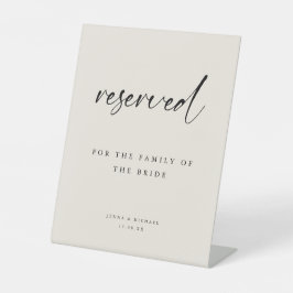 Modern "Reserved" Beige Script Wedding 台座サイン