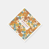 Modern Retro 70's Colorful Flowers Hippie Wedding  スタンダードカクテルナプキン (角)