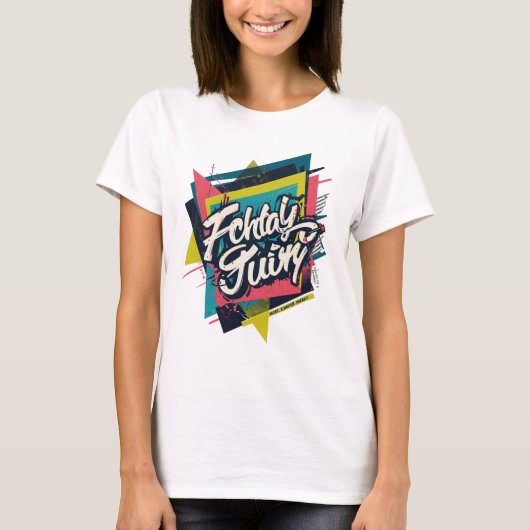 Modern Retro Abstract Tee – Chartreuse Design Tシャツ (正面)