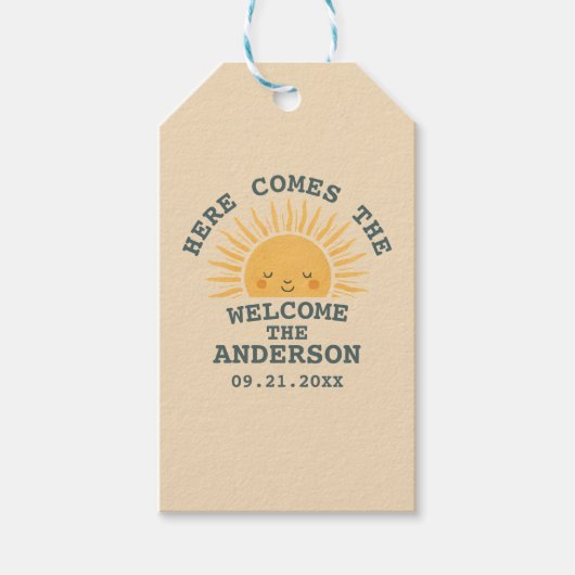 Modern Retro Baby Shower Customizable Sticker ギフトタグ (正面)