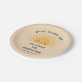 Modern Retro Baby Shower Customizable Sticker  ペーパープレート (アングル)