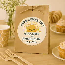 Modern Retro Baby Shower Customizable Sticker  ラウンドシール