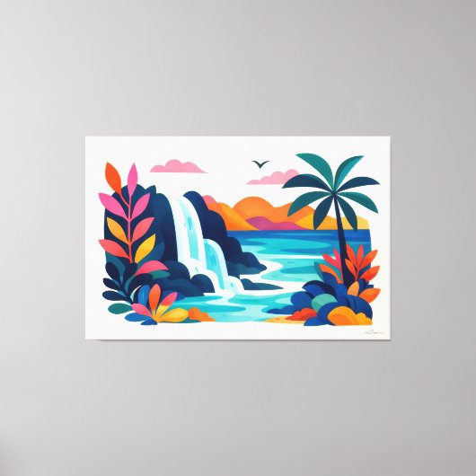 Modern retro beach scene 03 キャンバスプリント (正面)