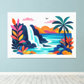 Modern retro beach scene 03 キャンバスプリント (インサイチュ (ウッドフロア))