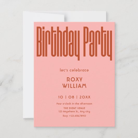 Modern Retro birthday 招待状 (正面)