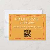 Modern Retro Bold Orange QR Code Wedding RSVP Card (正面)