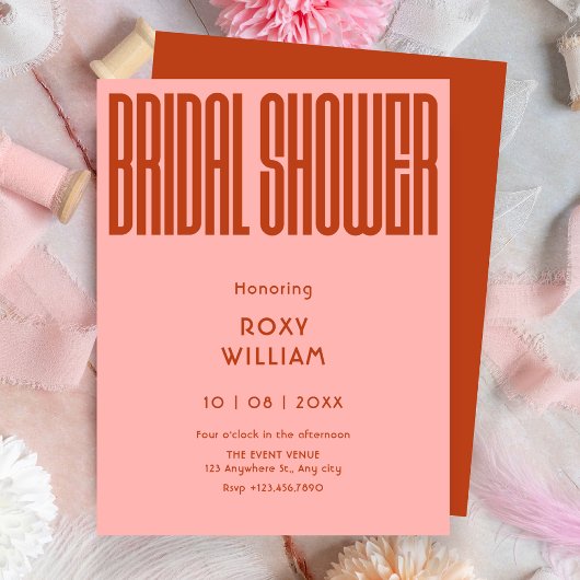Modern Retro bridal shower 招待状