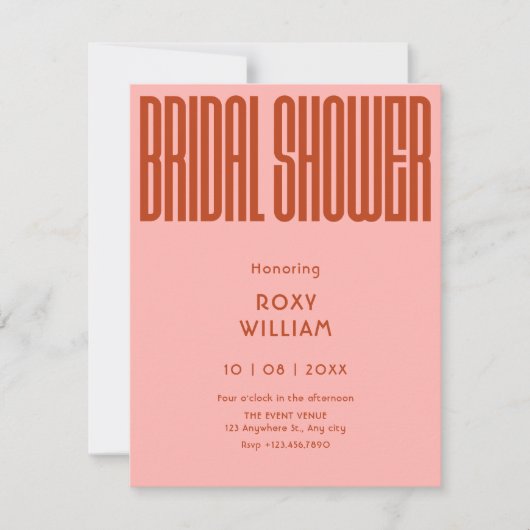 Modern Retro bridal shower 招待状 (正面)