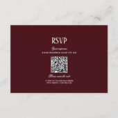 Modern Retro Burgundy Wedding QR Code RSVP エンクロージャーカード (正面)