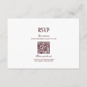 Modern Retro Burgundy Wedding QR Code RSVP エンクロージャーカード (正面)