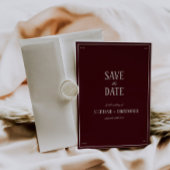 Modern Retro Burgundy Wedding Save the date 招待状