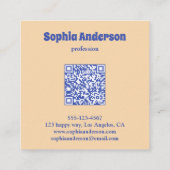 Modern Retro Checkerboard Qr Code スクエア名刺 (裏面)
