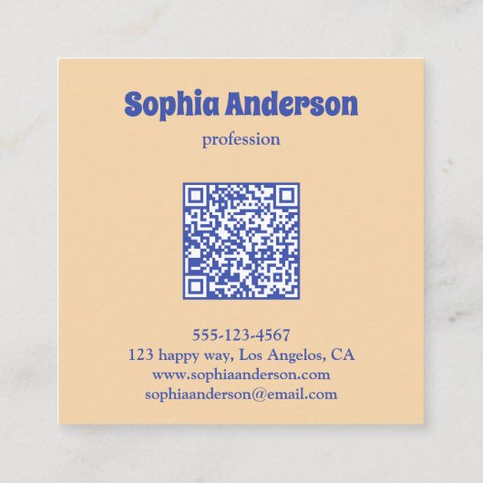 Modern Retro Checkerboard Qr Code スクエア名刺 (裏面)