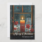 Modern Retro Christmas Candle Holiday Card シーズンカード (正面)