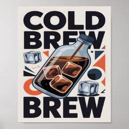 Modern Retro Cold Brew Coffee Art Print Poster ポスター