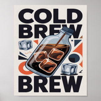 Modern Retro Cold Brew Coffee Art Print Poster ポスター
