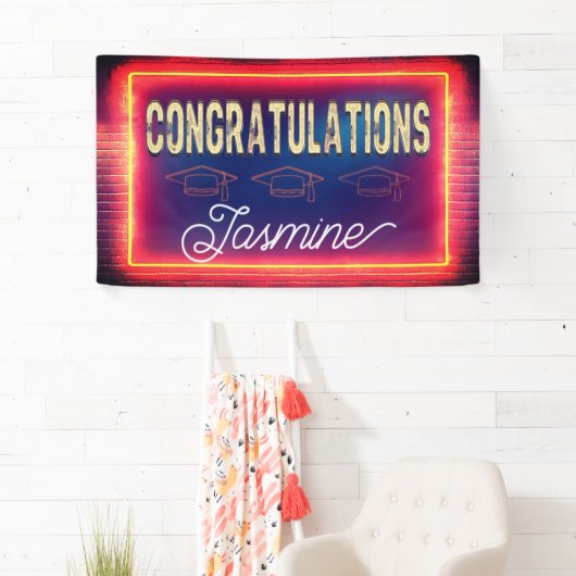 Modern Retro Congratulations Graduation 横断幕 (インサイチュ)