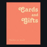 Modern Retro | Coral Cards and Gifts Sign ポスター<br><div class="desc">This modern retro | coral cards and gifts sign is perfect for your simple vintage, colorful tropical boho summer wedding. Its unique bohemian mid-century font gives this design a classic minimalist groovy hippie vibe. If you're looking for a design that features bright, bold colors for your creative 70's beach wedding,...</div>