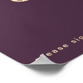 Modern Retro | Dark Purple Guest Book Sign ポスター (角)