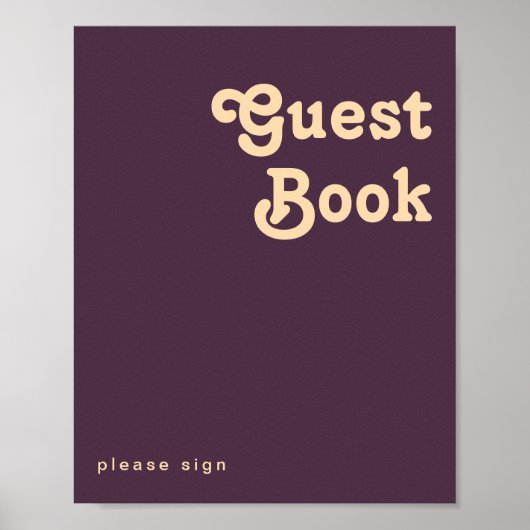 Modern Retro | Dark Purple Guest Book Sign ポスター (正面)