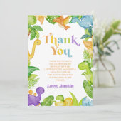 Modern Retro Dinosaur Birthday Party サンキューカード (スタンド正面)