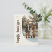 Modern Retro Family Photo Christmas Wish シーズンポストカード (スタンド正面)