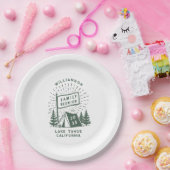 Modern Retro Family Reunion Camping Outdoor Trees ペーパープレート (パーティー)