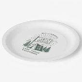 Modern Retro Family Reunion Camping Outdoor Trees ペーパープレート (アングル)