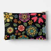 Modern Retro Floral Drawing Seamless Pattern Art アクセサリーポーチ (裏面)