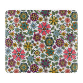Modern Retro Floral Drawing Seamless Pattern Art カッティングボード (正面)