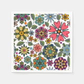 Modern Retro Floral Drawing Seamless Pattern Art スタンダードカクテルナプキン (正面)