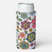 Modern Retro Floral Drawing Seamless Pattern Art スリム缶クーラー (Seltzer正面)