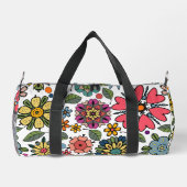 Modern Retro Floral Drawing Seamless Pattern Art  ダッフルバッグ (裏面)