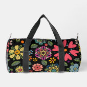 Modern Retro Floral Drawing Seamless Pattern Art  ダッフルバッグ (裏面)