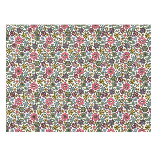 Modern Retro Floral Drawing Seamless Pattern Art テーブルクロス (正面(横))