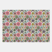 Modern Retro Floral Drawing Seamless Pattern Art ラッピングペーパーシート (正面)
