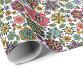 Modern Retro Floral Drawing Seamless Pattern Art ラッピングペーパー (ロールコーナー)
