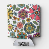 Modern Retro Floral Drawing Seamless Pattern Art 缶クーラー (裏面)