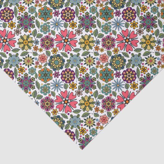 Modern Retro Floral Drawing Seamless Pattern Art 薄葉紙 (詳細)