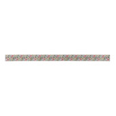 Modern Retro Floral Drawing Seamless Pattern Art S サテンリボン (正面)
