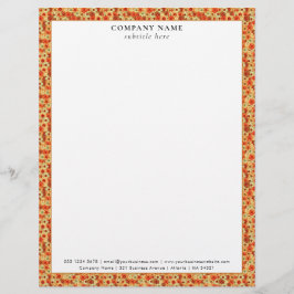 Modern Retro Floral Pattern Company Name Details レターヘッド
