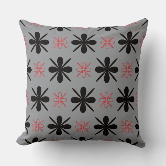 Modern Retro Floral Throw Pillow クッション (正面)