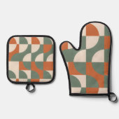 Modern Retro Geometric Oven Mitt & Pot Holder Set 鍋つかみ&鍋敷きセット (正面)