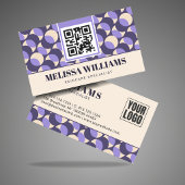 Modern Retro Geometric Pattern Lavender Cream  名刺
